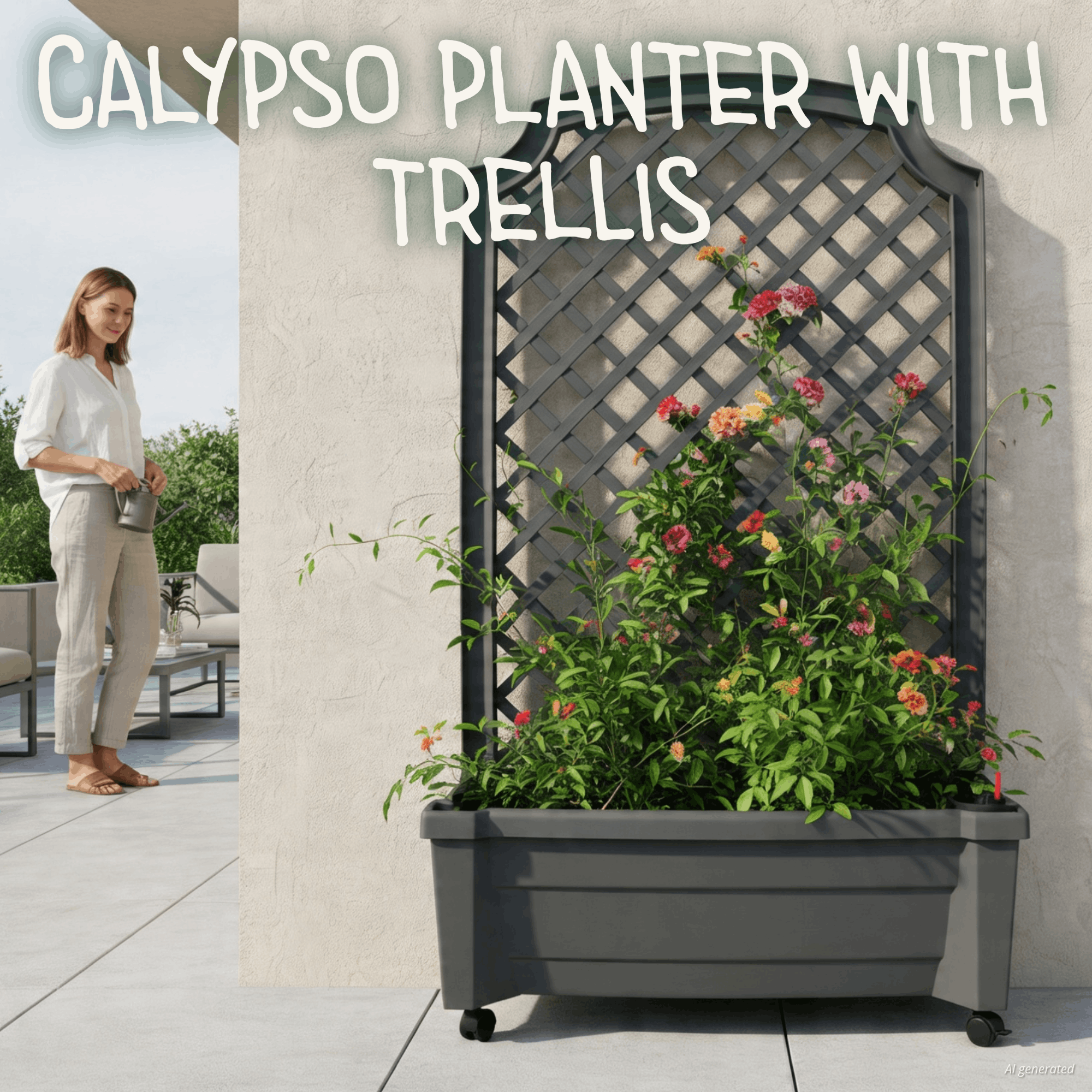 Calypso planter with trellis